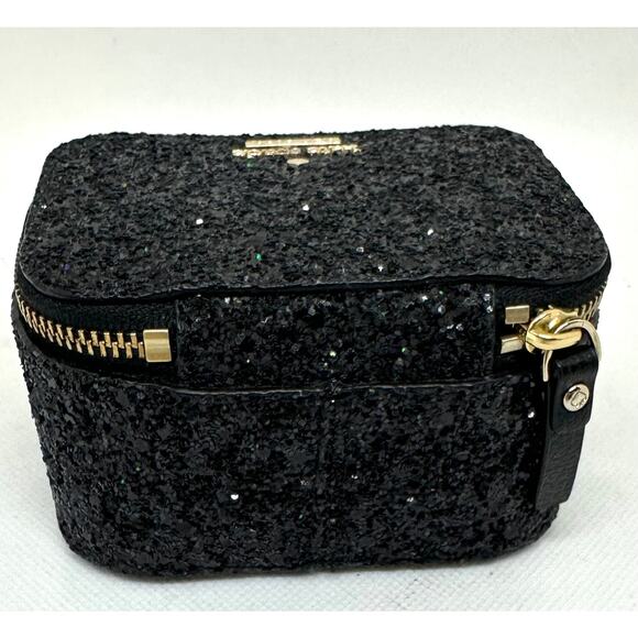 KATE SPADE Jasmine Laurel Way Black Glitter Jewelry Box Travel Case Holder - Picture 2 of 4